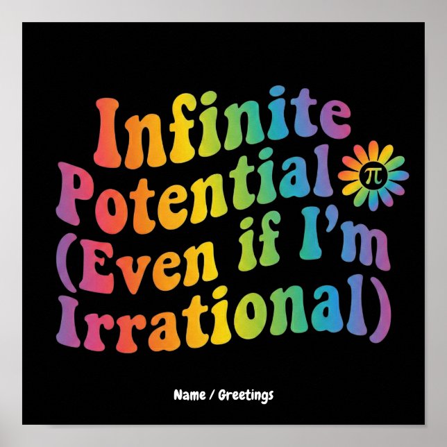 Retro Infinite Potential Irrational Pi Day Math  Poster (Front)