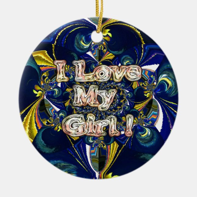 Retro Infinity I Love my Girl Ceramic Tree Decoration (Front)