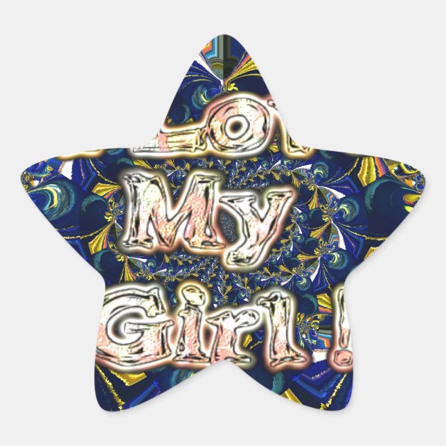 Retro Infinity I Love my Girl Star Sticker (Front)