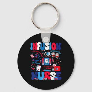 Retro Infusion Nurse Independence Day Intravenous Key Ring