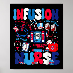 Retro Infusion Nurse Independence Day Intravenous Poster