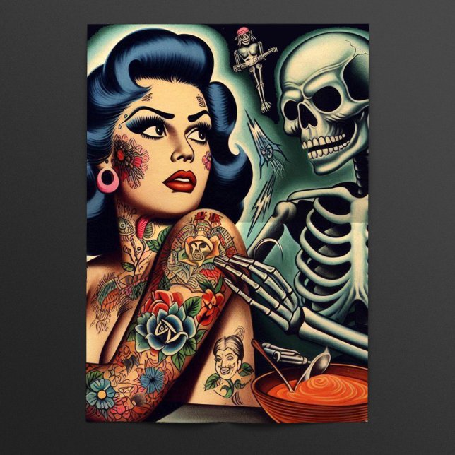 Retro Inked Creepy Pin-up Tissue Paper (Creator Uploaded)