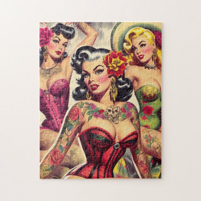 Retro Inked Girls Jigsaw Puzzle (Vertical)