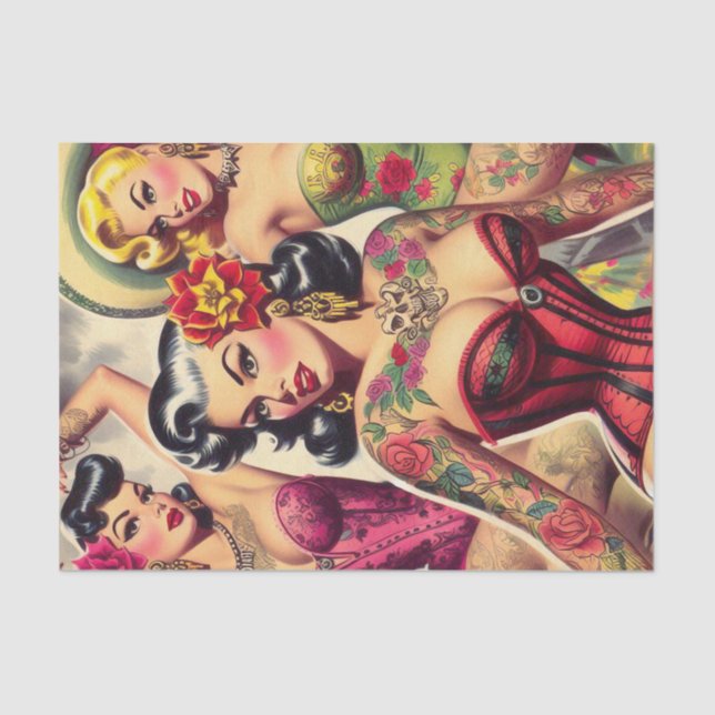 Retro Inked Girls Tissue Paper (Front)