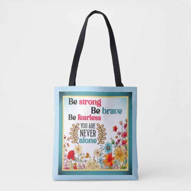 Retro Inspirational Floral  Tote Bag (Front)