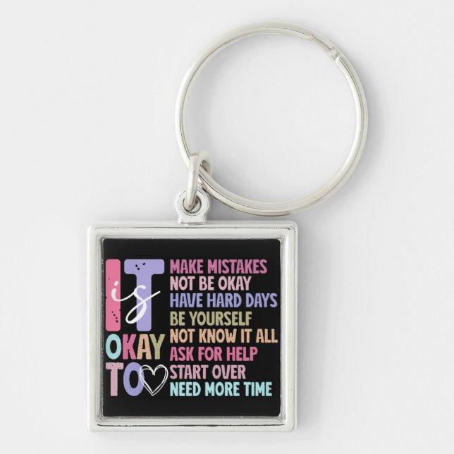 Retro Inspirational Self Care  Key Ring (Front)