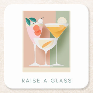 Retro-inspired cocktail coaster in soft pastels