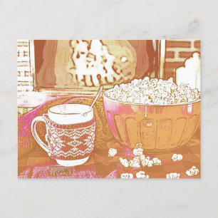 Retro-Inspired Festive Holiday Mug and Popcorn Postcard