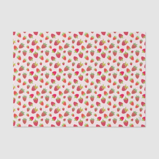 Retro-Inspired Hand-Illustrated Chic Strawberry Tissue Paper (Front)