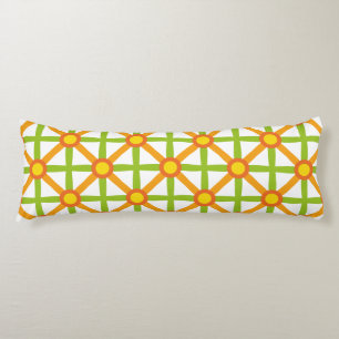 Retro Inspired Orange Green & Yellow Pattern Body Cushion