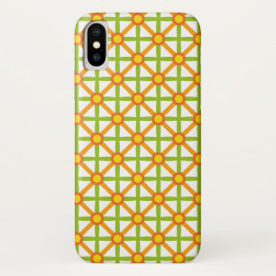 Retro Inspired Orange Green & Yellow Pattern iPhone X Case