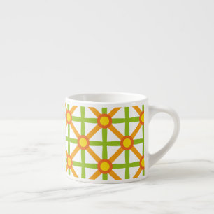 Retro Inspired Orange Green & Yellow Pattern Espresso Cup