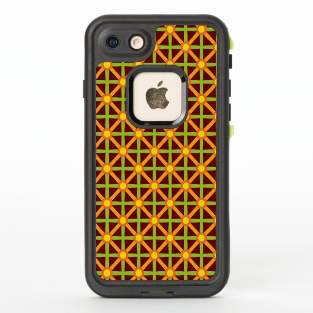 Retro Inspired Orange Green & Yellow Pattern LifeProof iPhone Case (Back)