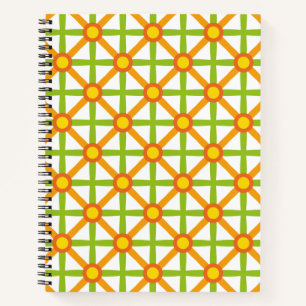 Retro Inspired Orange Green & Yellow Pattern Notebook