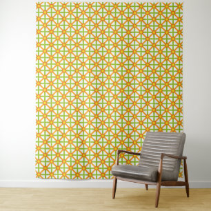 Retro Inspired Orange Green & Yellow Pattern Tapestry
