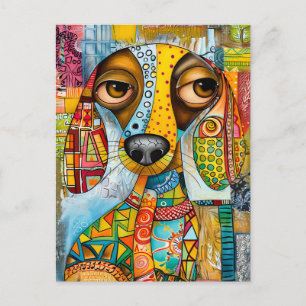 retro-inspired pop-art dog face with vibrant shade postcard