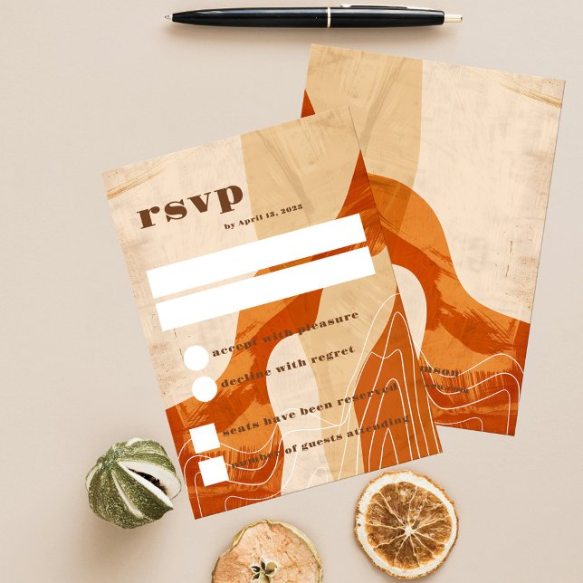 Retro inspired rsvp card, burnt orange design invitation (Creator Uploaded)