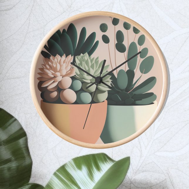 Retro-inspired succulent wall clock (Creator Uploaded)