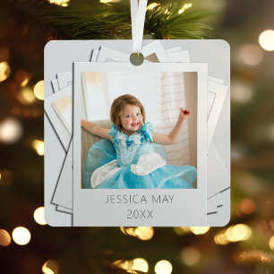 Retro Instant Photo Custom Name Year Ceramic Ornament