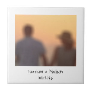 Retro instant photo names custom casual tile