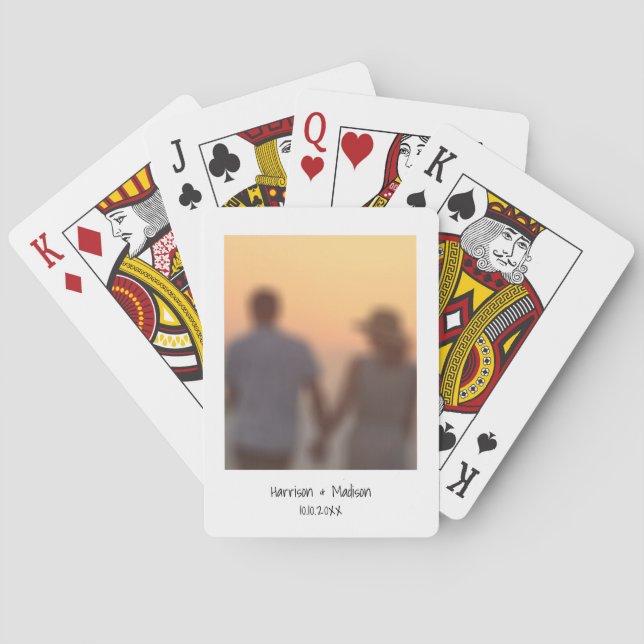 Retro instant photo names custom favours playing cards (Back)