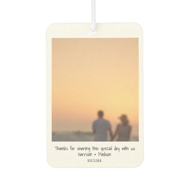 Retro instant photo names custom wedding favour car air freshener (Front)