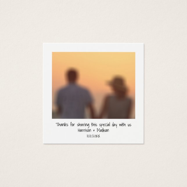 Retro instant photo names wedding favor card (Front)