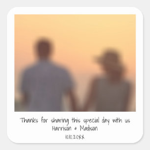 Retro instant photo names wedding favour square sticker