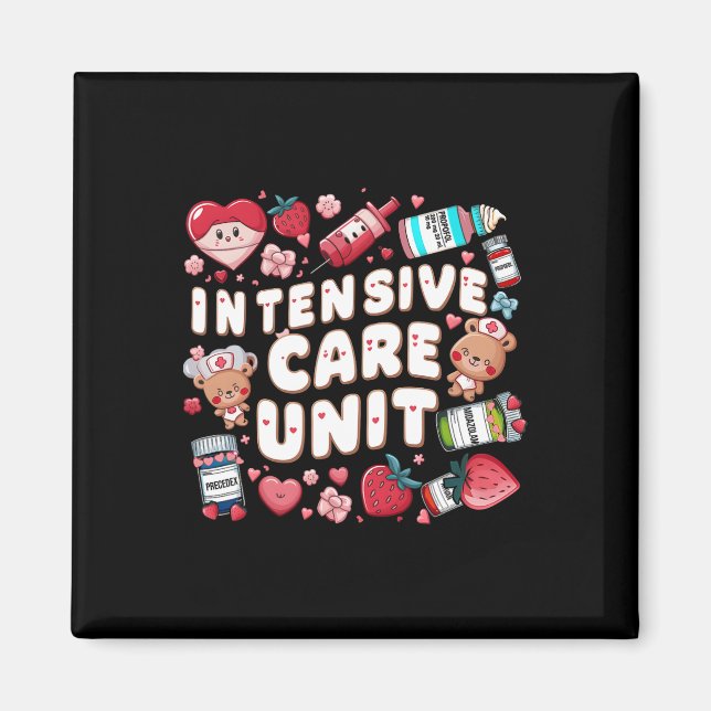 Retro Intensive Care Unit Nurse Tech Valentine Icu Magnet (Front)