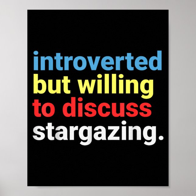 Retro Introverted But Willing Stargazing Lover Fun Poster (Front)