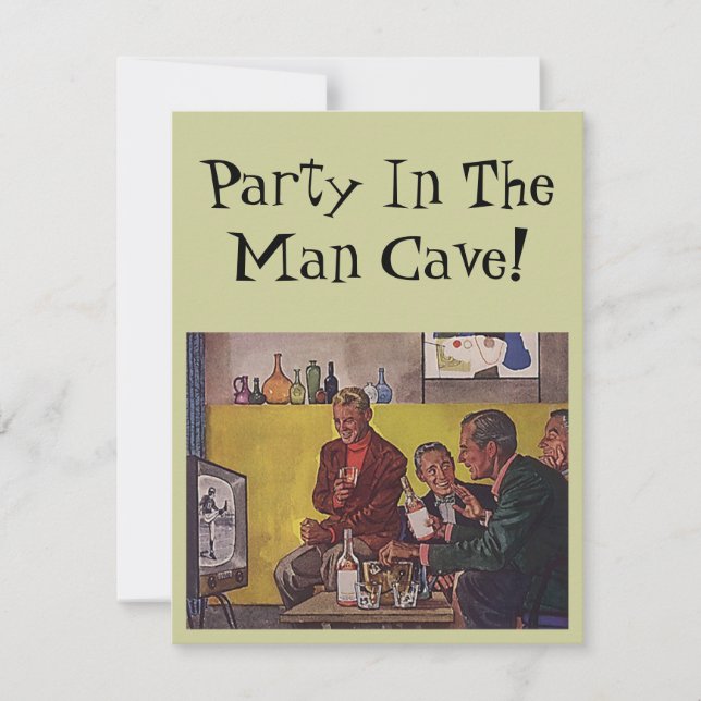 Retro Invitation to host Party Man Cave Theme (Front)