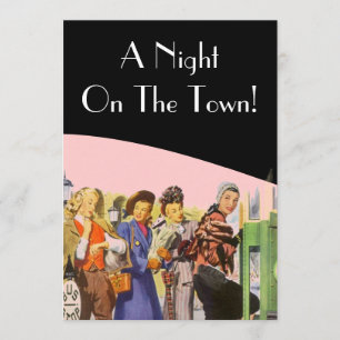 Retro Invitations Night On The Town Bachelorette