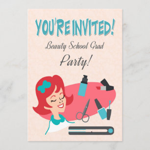 Retro Invite for a Beauty School Graduate Party
