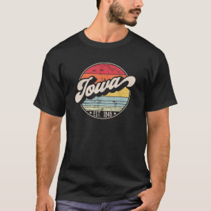Retro Iowa Home State IA Cool 70s Style Sunset  T-Shirt