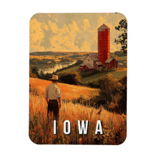 Retro Iowa Patriotic Spirit - Americana Heartland  Magnet