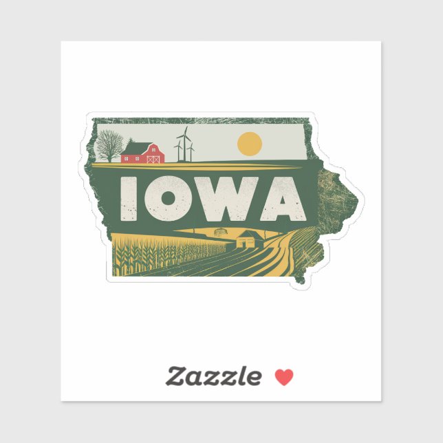 Retro Iowa Sticker (Sheet)