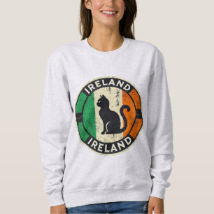 Retro Ireland Flag Cat Sweatshirt - Vintage Circle