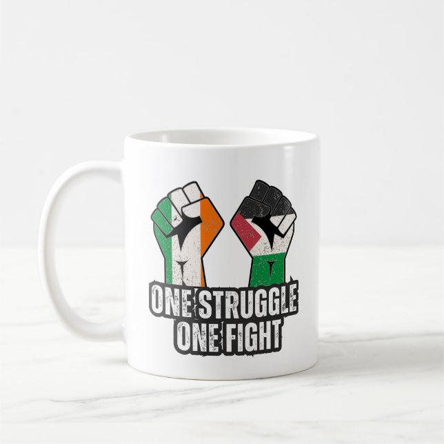 Retro Ireland Palestine Solidarity Fist revolution Coffee Mug (Left)