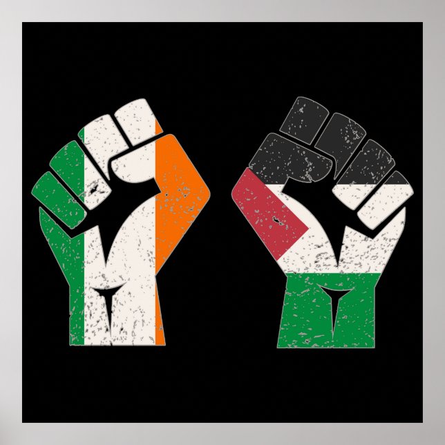 Retro Ireland Palestine Solidarity Fist revolution Poster (Front)