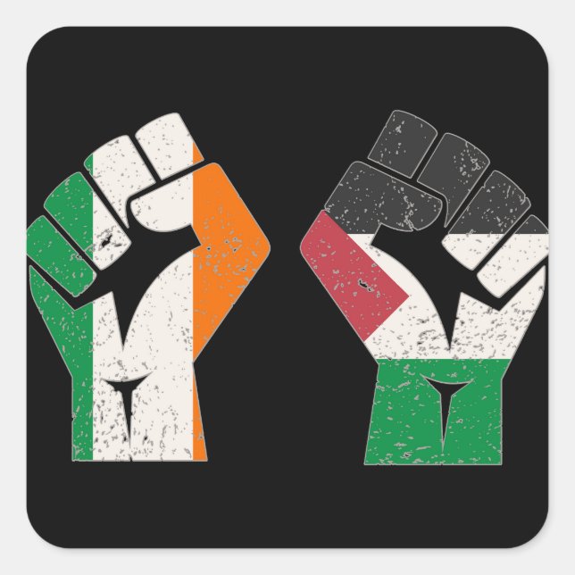 Retro Ireland Palestine Solidarity Fist revolution Square Sticker (Front)