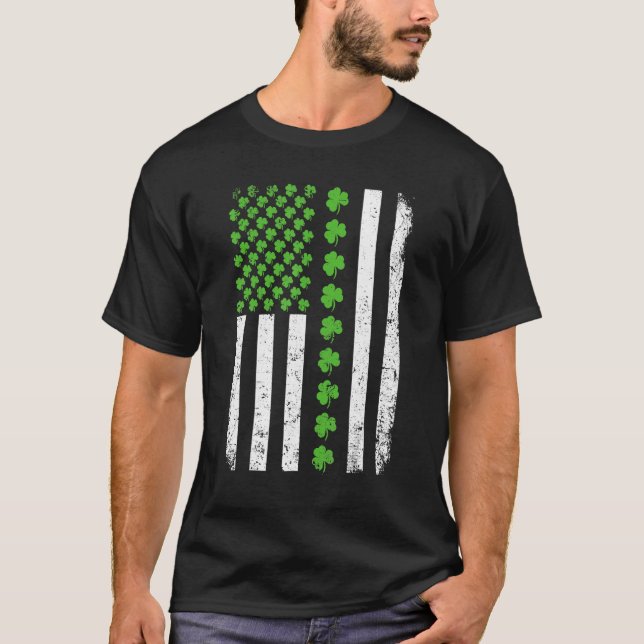 Retro Irish American Flag Distressed Flag St Patri T-Shirt (Front)