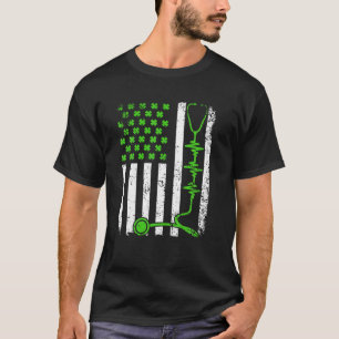 Retro Irish American Flag Nurse Doctor Flag St. Pt T-Shirt
