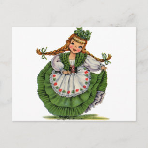 Retro Irish Doll with Places Take a bow Postcard