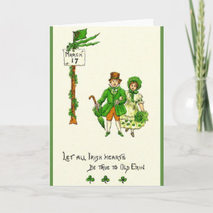 Retro Irish Hearts Be True St. Patrick's Day Card