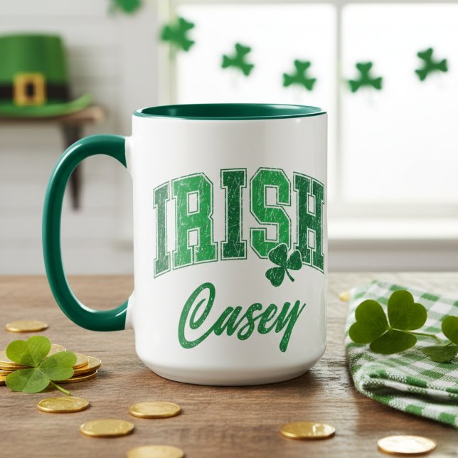 Retro Irish Pride Monogram St Patrick's Day Mug (Retro Irish Pride Monogram St Patrick's Day Mug)