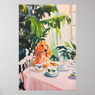 Retro Irish Setter Poster, Irish Setter Oil Poster