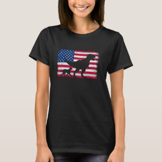 Retro Irish Wolfhound 4th of July US American Flag T-Shirt