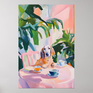 Retro Irish Wolfhound Poster, Irish Wolfhound Oil Poster