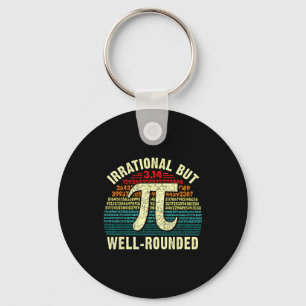 Retro irrational but rounded day math geeks & key ring