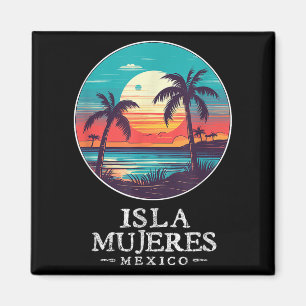 Retro Isla Mujeres Mexico Beach Sunset Souvenir Me Magnet